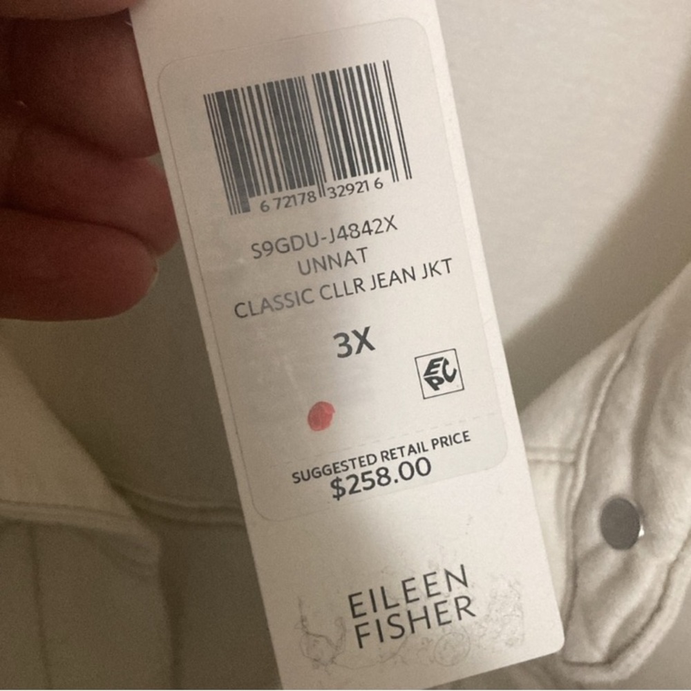 NWT Eileen Fisher Cream Oversized Jean Jacket, Size 3X, undyed organic cotton - Picture 6 of 13